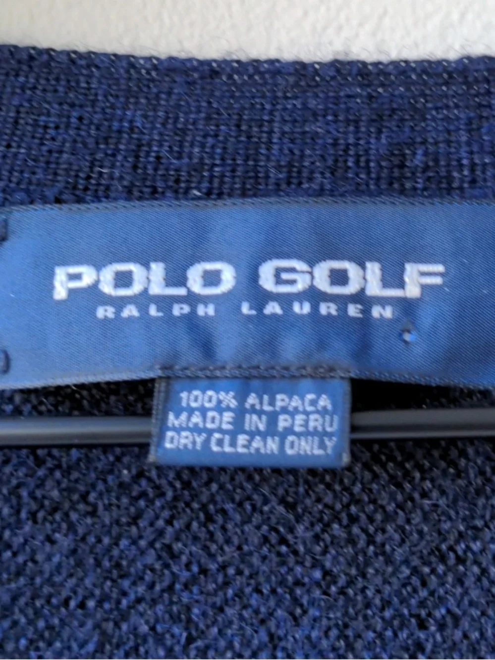 Polo Golf Ralph Lauren Vintage Cardigan Sweater Navy Blue Alpaca Men's Size M